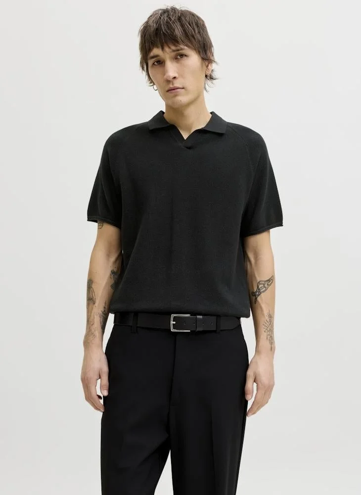 Regular fit Split Neck knit Polo shirt