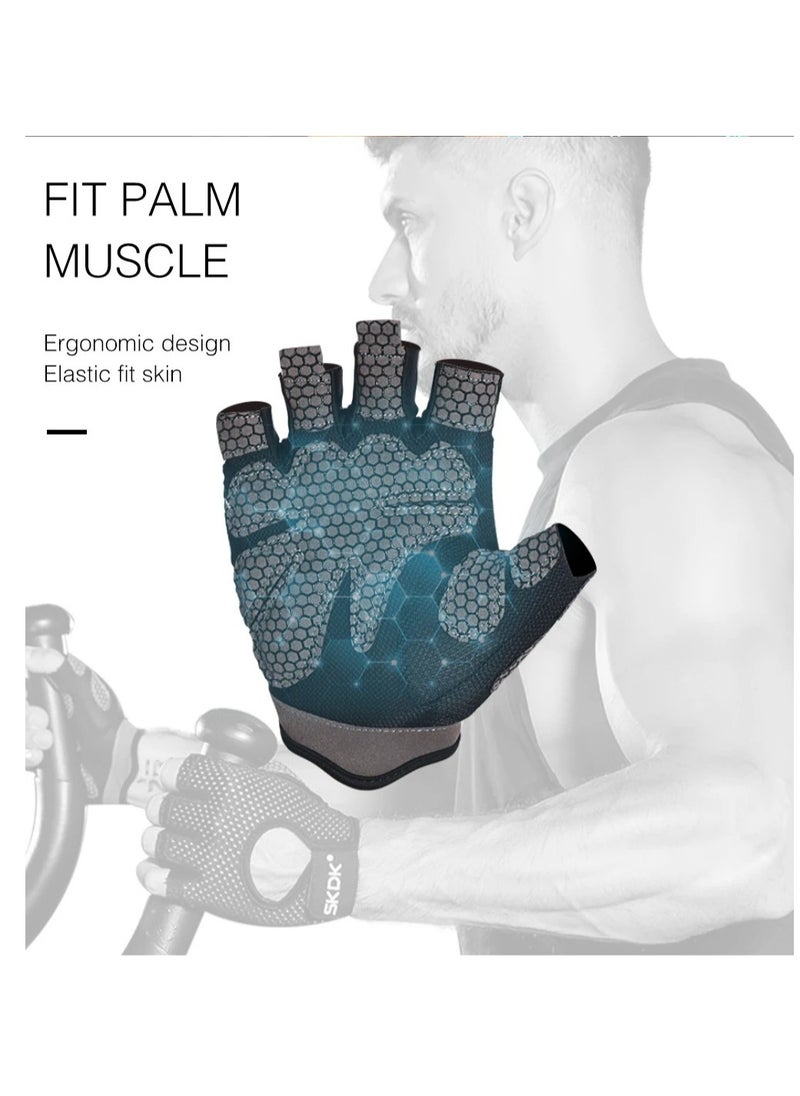 SKDK Breathable Exercise Gloves, Flexible Anti Slip Weight Lifting Gloves With Shock Absorbing Foam Pad Palm, Hollow Silicone Palm Training Gloves For Cycling, Bodybuilding, Gym Workout, (Size S, Black)  - Image 2