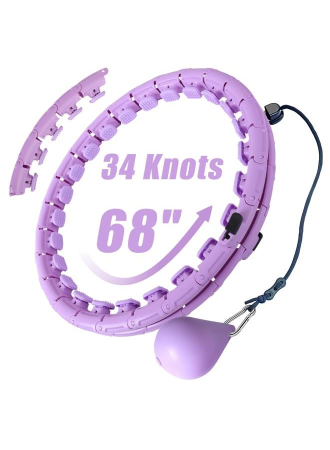 OurStarry 34 Knots Weighted Workout Hoop Plus Size, Smart Waist Exercise Ring for Adults Weight Loss (34Links Purple) - Image 1