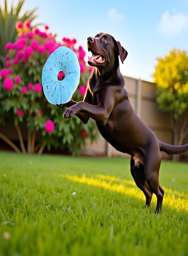 WaigN 2 Pcs Blue Donut Shape Plush Pet Toy, Lovely Donut Shaped Squeaky Squeaking Sound Toy for Pet Chew Toy Squeaky Plush Dog Toy Blueberry Chew Guard Technology Dog Squeak Toys - Image 3