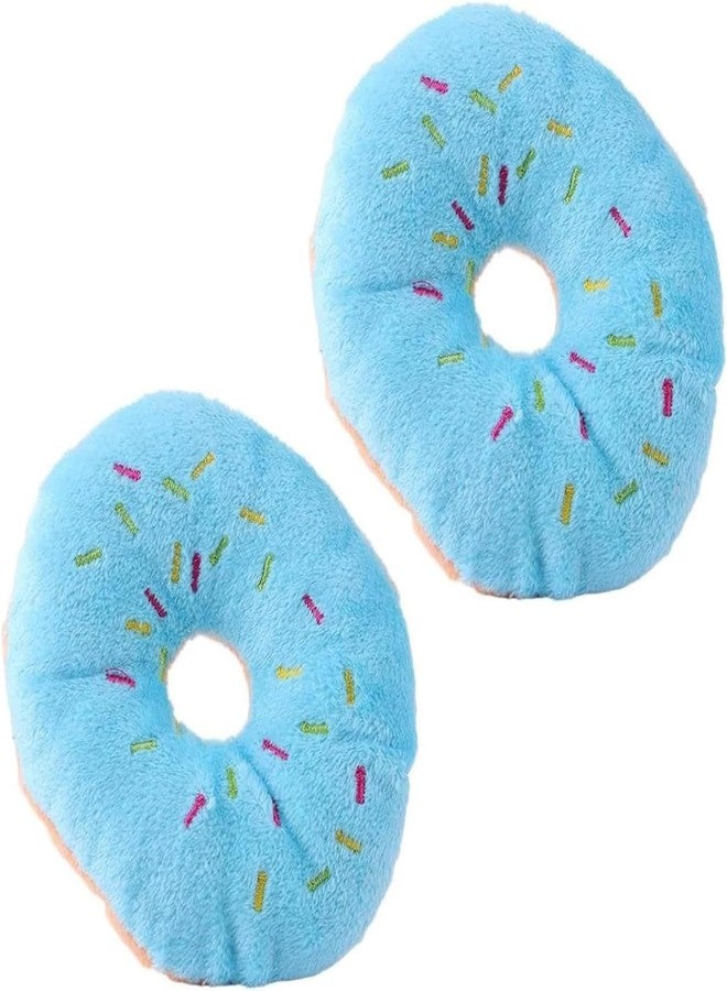 WaigN 2 Pcs Blue Donut Shape Plush Pet Toy, Lovely Donut Shaped Squeaky Squeaking Sound Toy for Pet Chew Toy Squeaky Plush Dog Toy Blueberry Chew Guard Technology Dog Squeak Toys - Image 1