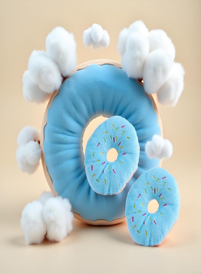 WaigN 2 Pcs Blue Donut Shape Plush Pet Toy, Lovely Donut Shaped Squeaky Squeaking Sound Toy for Pet Chew Toy Squeaky Plush Dog Toy Blueberry Chew Guard Technology Dog Squeak Toys - Image 4