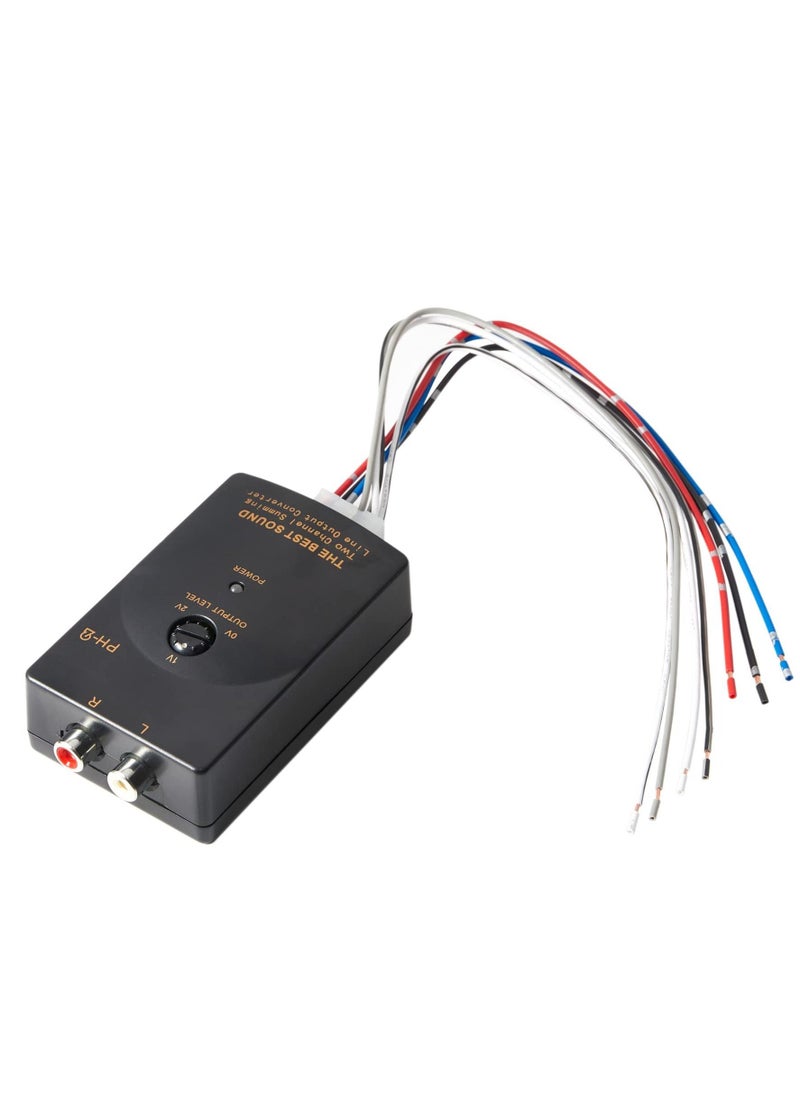 SYOSI - Car Stereo Hight to Low Converter, 2 Channel Line Output Convertor with Remote Turn On RCA Car Line Converter Output Adapter - Black - Image 1