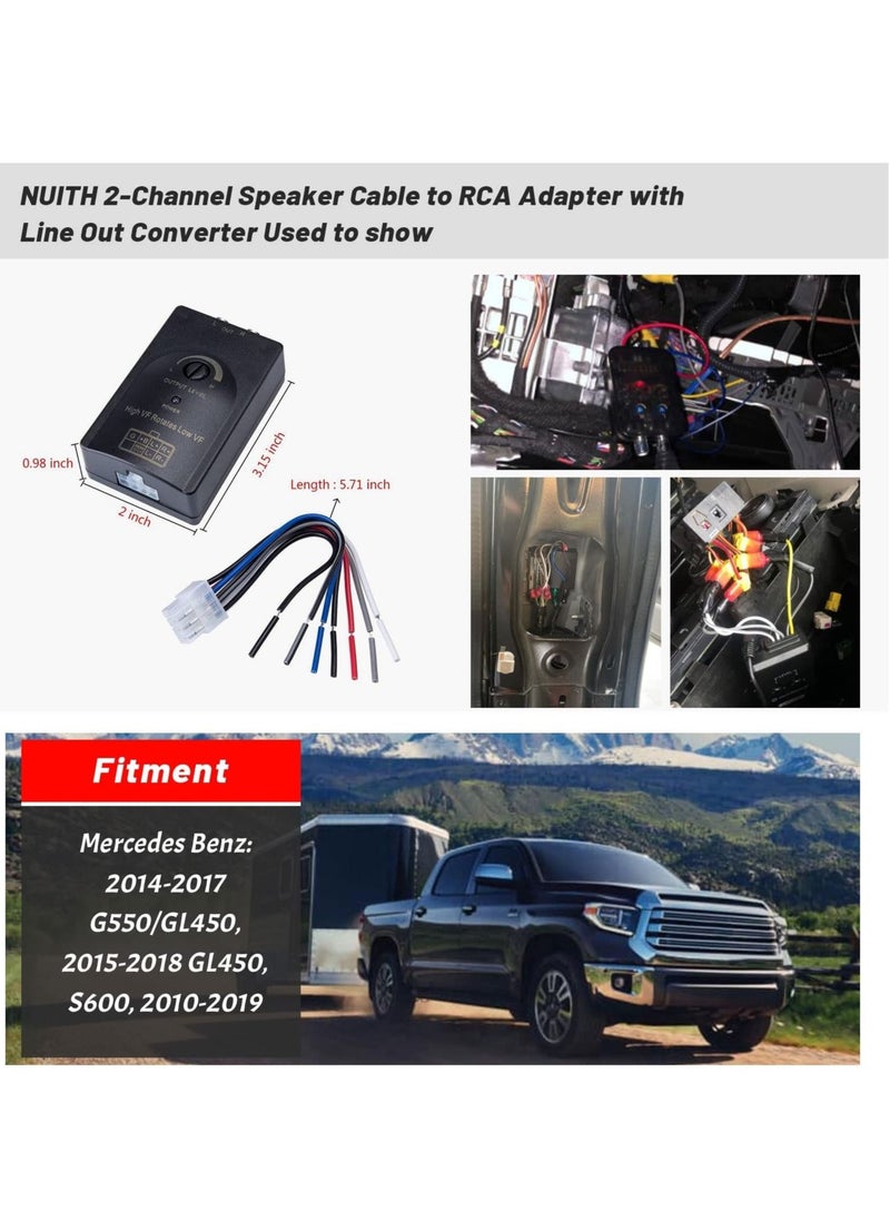 SYOSI - Car Stereo Hight to Low Converter, 2 Channel Line Output Convertor with Remote Turn On RCA Car Line Converter Output Adapter - Black - Image 1