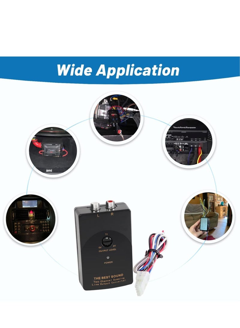 SYOSI - Car Stereo Hight to Low Converter, 2 Channel Line Output Convertor with Remote Turn On RCA Car Line Converter Output Adapter - Black - Image 1