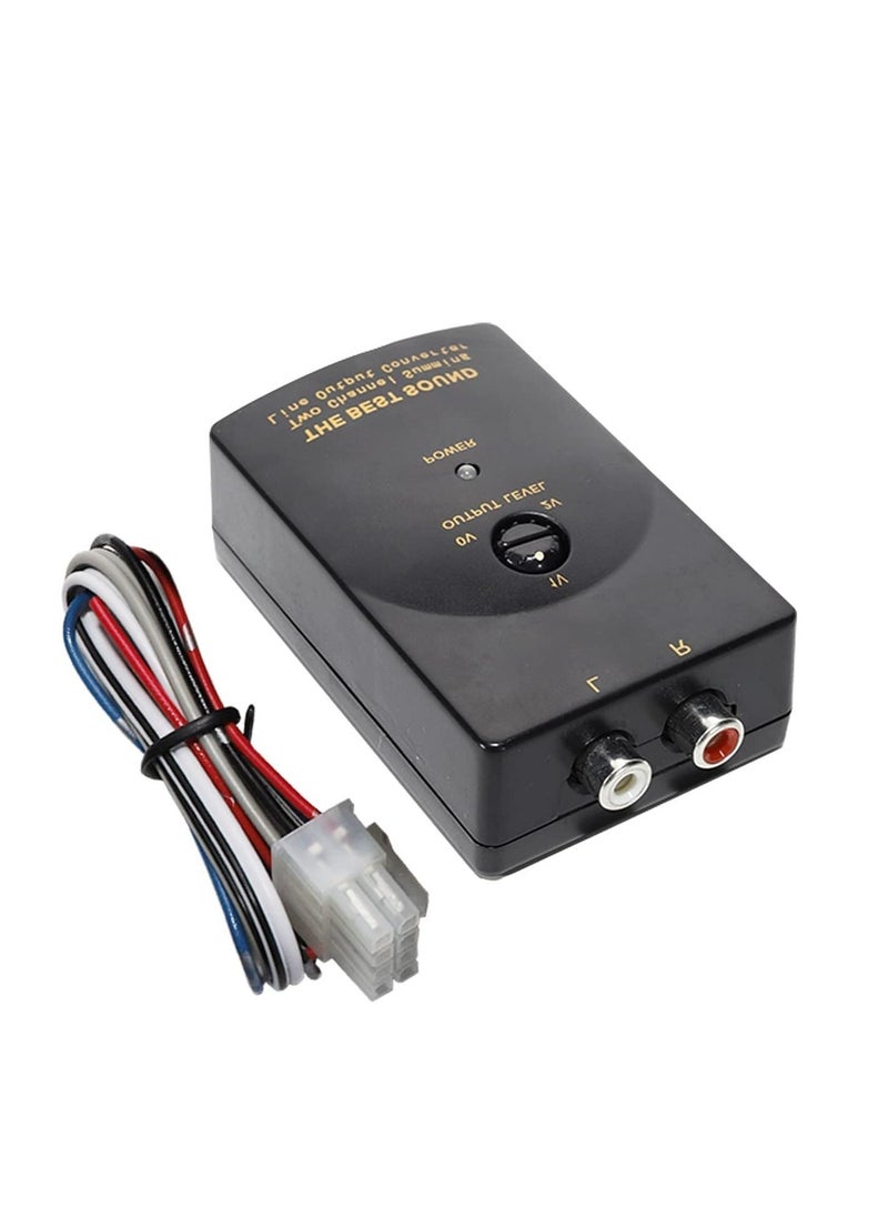 SYOSI - Car Stereo Hight to Low Converter, 2 Channel Line Output Convertor with Remote Turn On RCA Car Line Converter Output Adapter - Black - Image 1