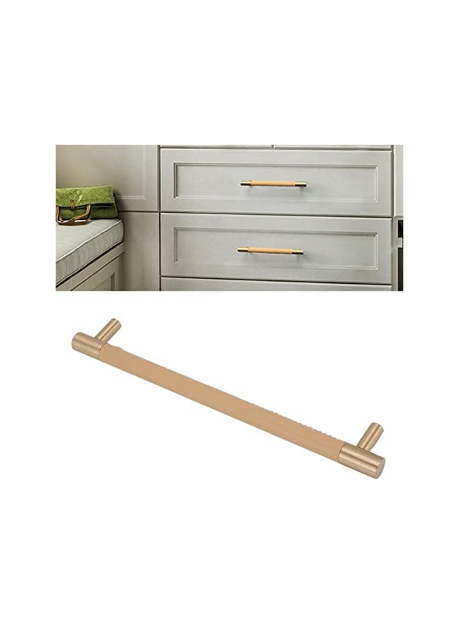 PROMASS promass Drawer Pull Handle, Nordic, Brass and Leather, 224mm Hole Pitch, Light Luxury Cupboard Door Handle with Screws for Suitcases, Drawers, Cabinets, and Wardrobes,  - Image 3
