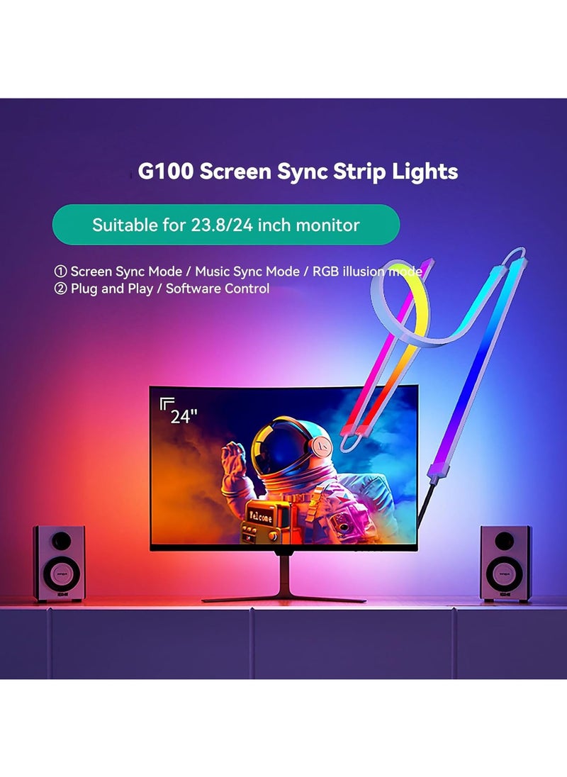Skydimo - Monitor Led Backlights, Led Strip Lights That Sync with Screen Color or Music, Rgbic Computer Light Bar Behind Monitor, Leds for Desk Gaming, Supports Pc or Mac 24 In - Image 1