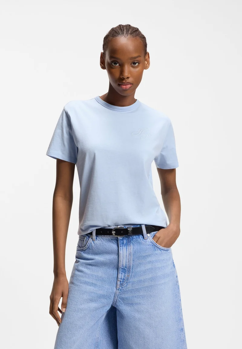 HUGO Cotton-jersey T-shirt with embroidered script logo