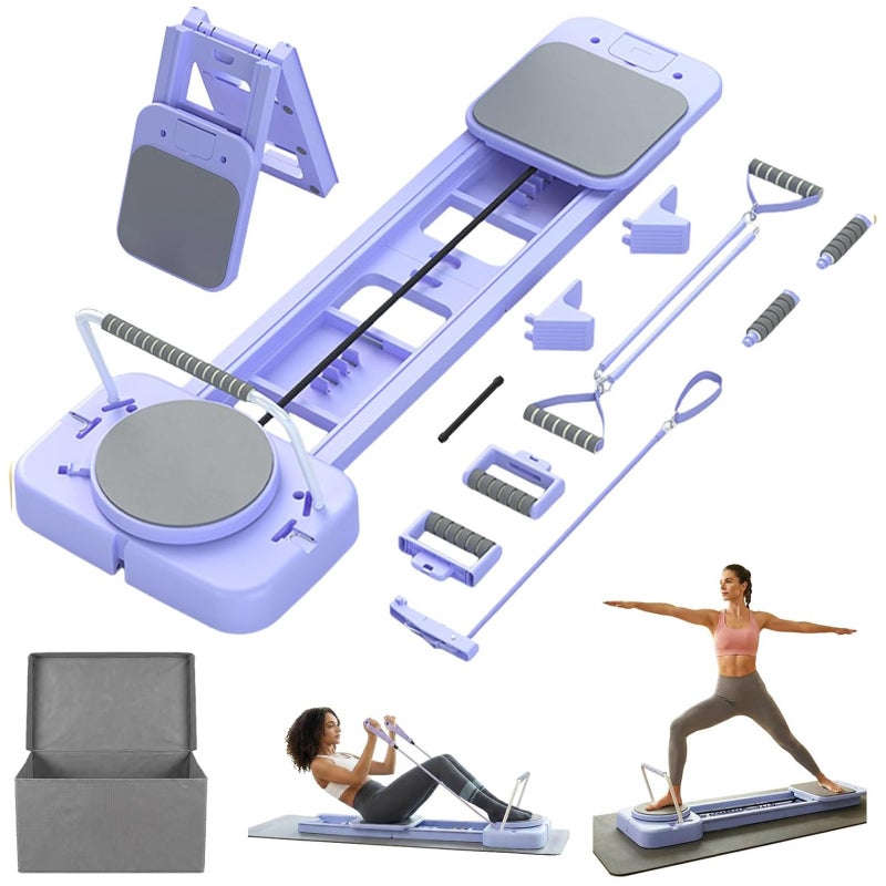 ETG 9-in-1 Foldable Pilates Reformer Board, Multifunctional Silent Core Trainer with Adjustable Resistance Bands, Full Accessories & Storage Box, Full Body Workout Home Fitness Machine for Beginners Professionals - Image 1