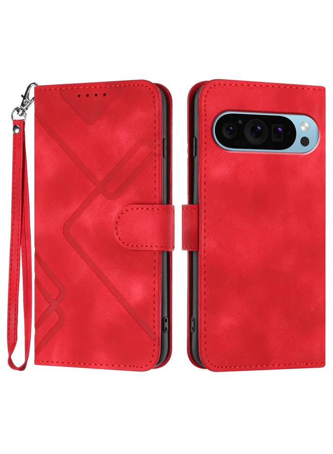 S-TOP Case For Google Pixel 9 Pro Line Pattern Skin Feel Leather Phone Case - Image 1