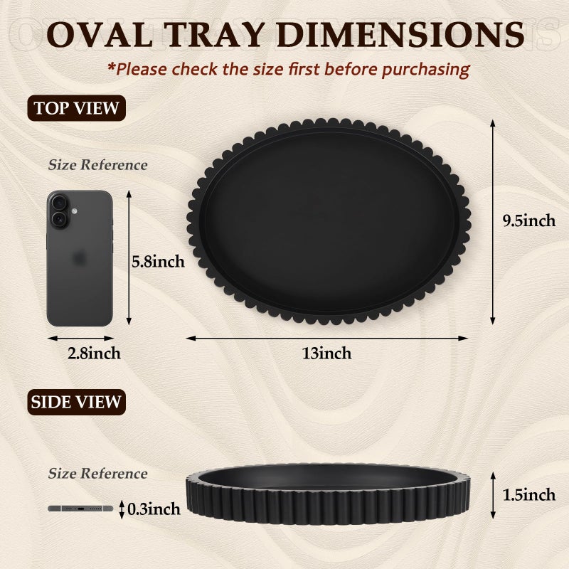 Cathyeen Oval Tray for Coffee Table Decor, 13" Concrete Tray, Table Centerpieces Decorative Trays for Home Decor, Modern Decorative Trays for Coffee Tables, Centerpiece Trays, Black - Image 4