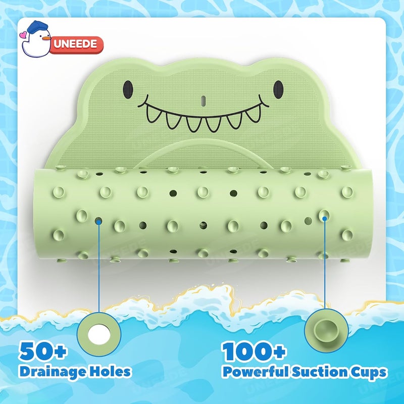 UNEEDE Dinosaur Kids Bathtub Mat - Extra Thick Rubber Shower Mat for Toddlers, 30"x18" Bath Mat with 100+ Suction Cups, Machine Washable Tub Pad for Babies & Children's Bath Time Comfort - Image 3