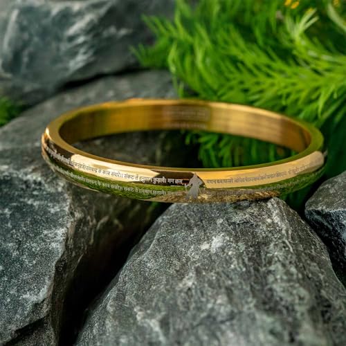 Mesmerize 9-Verse Hanuman Chalisa Bracelet for Men, Stainless Steel Kada, Spiritual Hindu Jewelry, Waterproof and Hypoallergenic (Gold, XL: 2x14 74.1 mm Inner Diameter) - Image 2