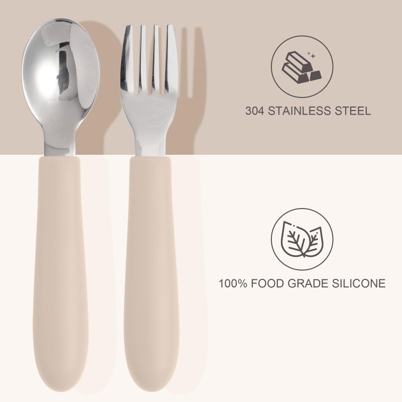 Eascrozn 6 Pack Toddler Utensils, Kids Silverware Set with Silicone Handle, Children Safe Forks and Spoons, 18/8 Stainless Steel, Food Grade Silicone Feeding Supplies, Dishwasher Safe - Image 4