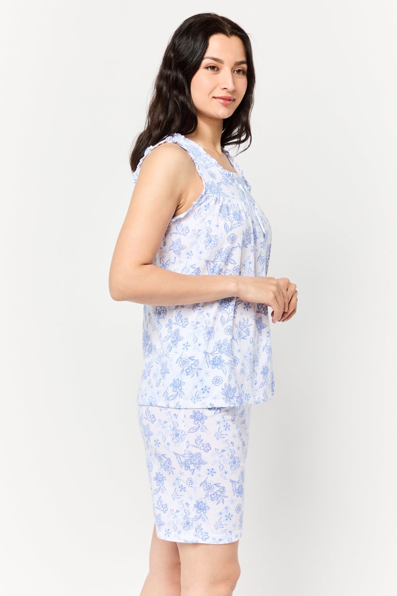 Celestial Dreams Women 2 Pcs Floral Print Top And Short Sleepwear Set, Multicolor - Image 4