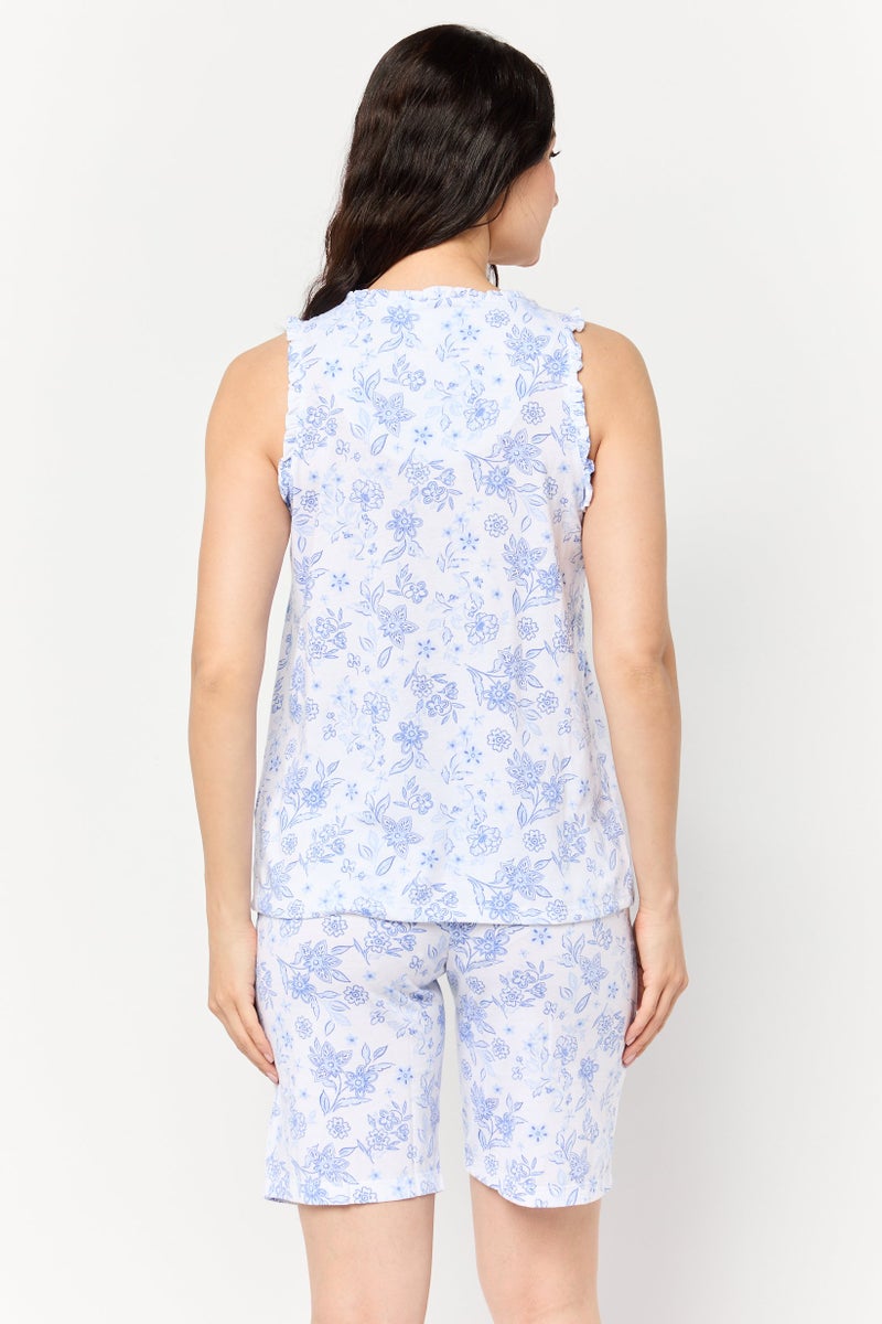 Celestial Dreams Women 2 Pcs Floral Print Top And Short Sleepwear Set, Multicolor - Image 2