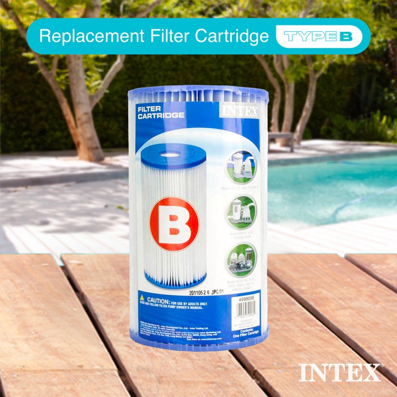 Intex 29005E Swimming Pool Type B Replacement Easy Clean Dacron Material Filter Pump Cartridge (6 Pack) - Image 2