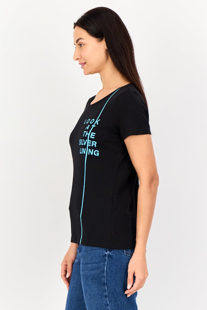 VERO MODA I Scenery By Vero Moda Women Crew Neck Short Sleeve Graphic Print T-Shirt, Black - Image 4