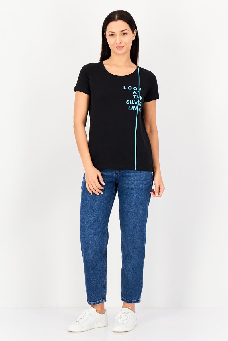 VERO MODA I Scenery By Vero Moda Women Crew Neck Short Sleeve Graphic Print T-Shirt, Black - Image 3