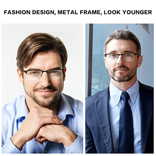 Kafirlo Half Frame Bifocal Reading Glasses for Men Fashion Blue Light Blocking Computer Reader Ultralight Designer Rimless Eyewear 1.25 - Image 2