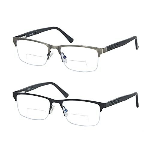 Kafirlo Half Frame Bifocal Reading Glasses for Men Fashion Blue Light Blocking Computer Reader Ultralight Designer Rimless Eyewear 1.25 - Image 1