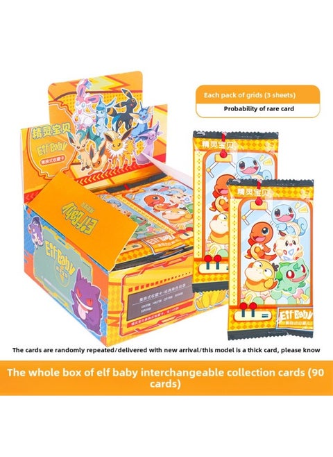 Mika First Play Elf Baby Collection Change Hidden Card Pikachu Character Card Reach Duck Fire Dragon Flash Card-Color:Elf Baby Set To Change Cards 1 Box 30 Packs