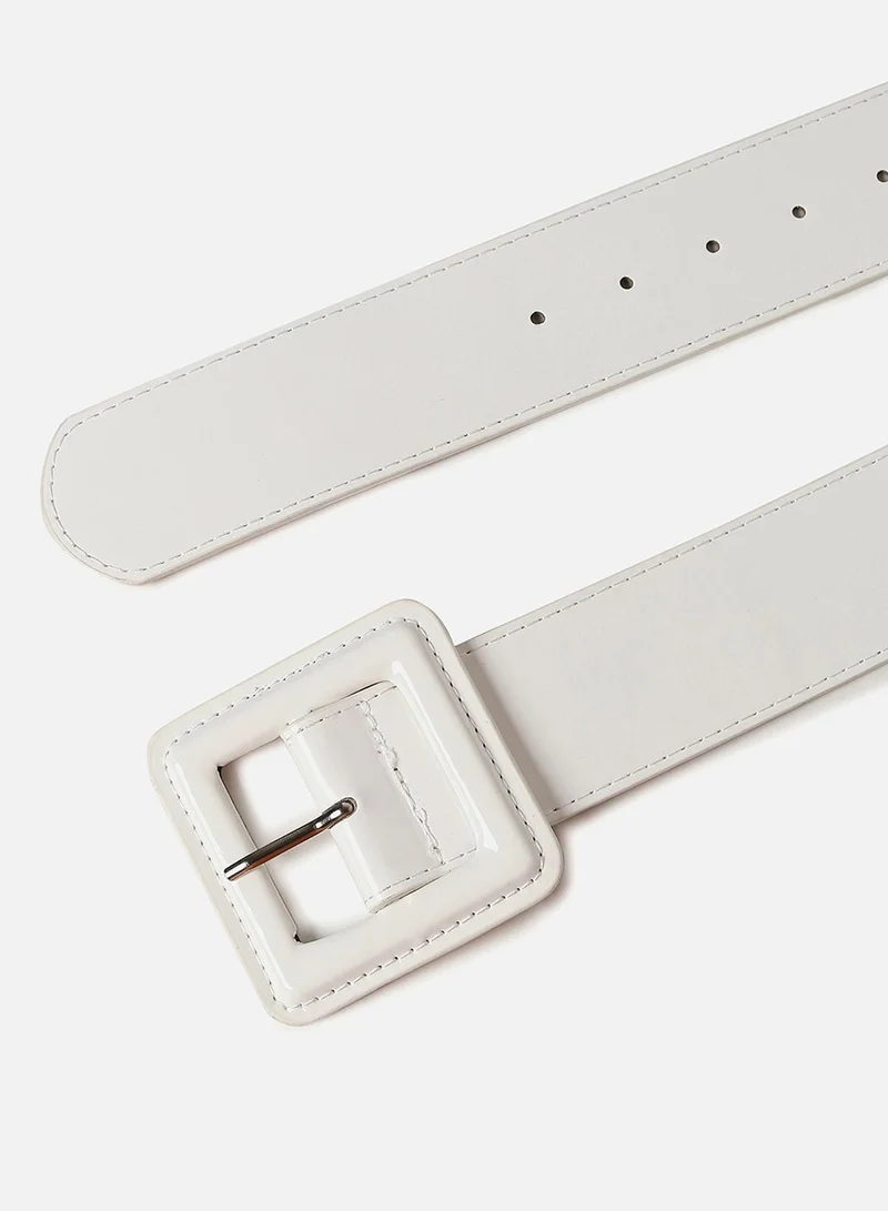 Haute Sauce White Solid Buckle Belt