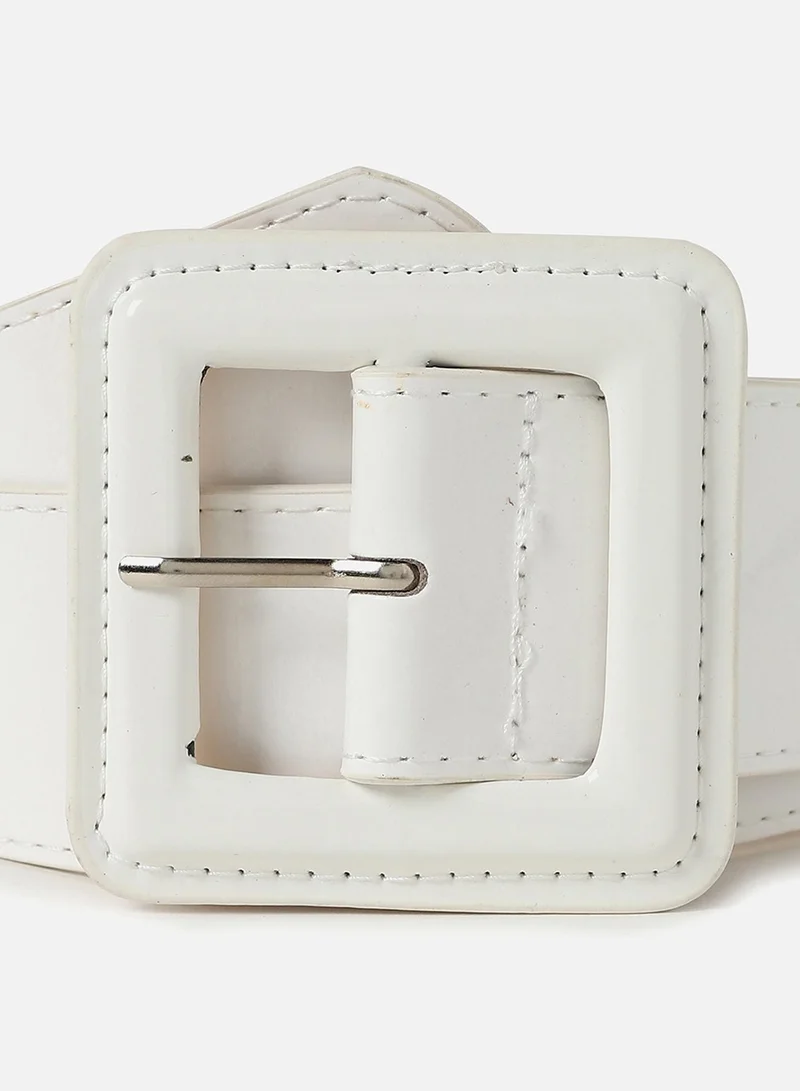 Haute Sauce White Solid Buckle Belt