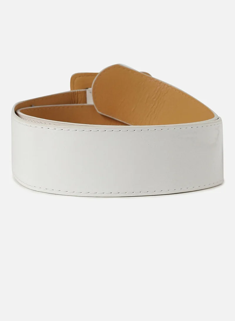 Haute Sauce White Solid Buckle Belt