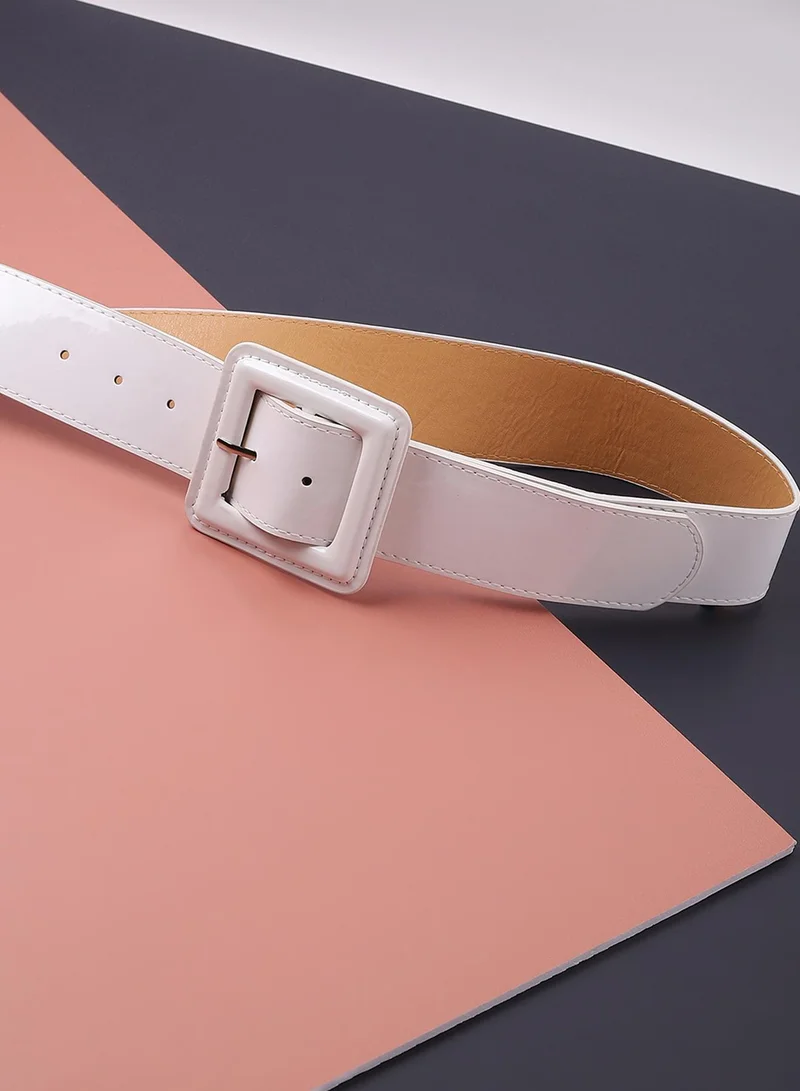 Haute Sauce White Solid Buckle Belt