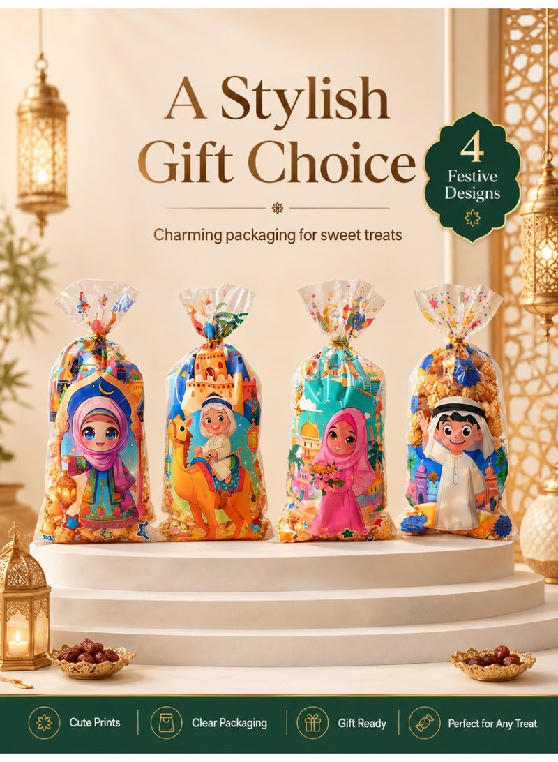 100 Pcs Candy Bags,Plastic Gift Bags with Twist Ties for Ramadan Gifts, Birthday,Party Favor Supplies - Image 3