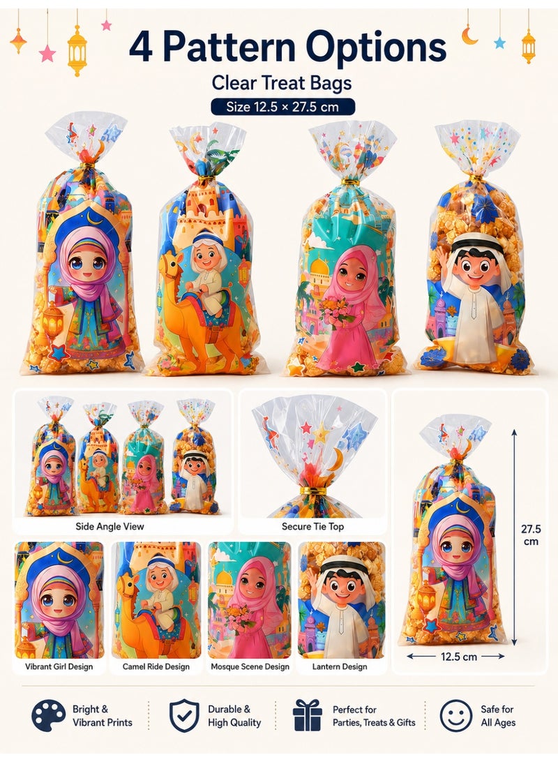100 Pcs Candy Bags,Plastic Gift Bags with Twist Ties for Ramadan Gifts, Birthday,Party Favor Supplies - Image 2