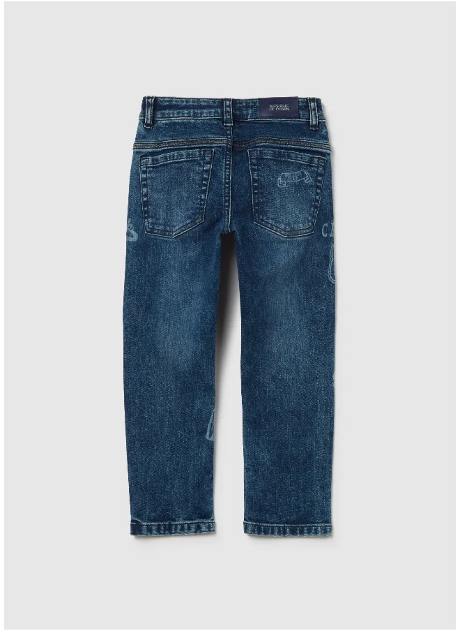 Ovs Slim-fit jeans with five pockets and ''Varsity'' print