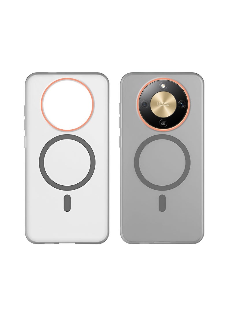 دبليو تيك غطاء حماية لهاتف Honor X9d / Honor X70 5G 2025، ناعم، هجين، شفاف جزئيًا، مع ميزة Magsafe وشحن مغناطيسي، وحواف مرتفعة للكاميرا، تصميم أنيق - رمادي (MCMPMN) - Image 2