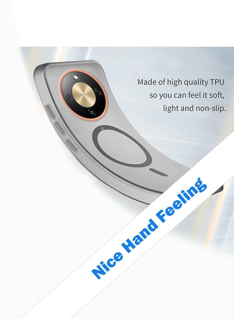 دبليو تيك غطاء حماية لهاتف Honor X9d / Honor X70 5G 2025، ناعم، هجين، شفاف جزئيًا، مع ميزة Magsafe وشحن مغناطيسي، وحواف مرتفعة للكاميرا، تصميم أنيق - رمادي (MCMPMN) - Image 3
