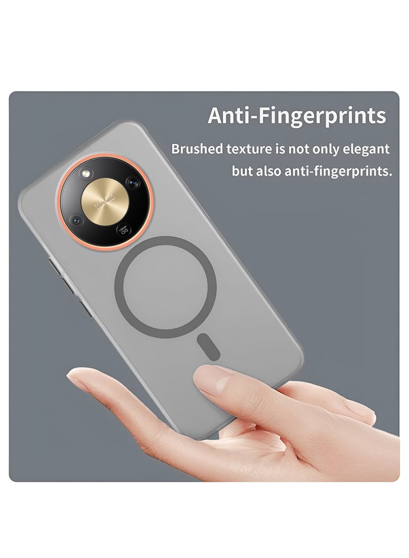 دبليو تيك غطاء حماية لهاتف Honor X9d / Honor X70 5G 2025، ناعم، هجين، شفاف جزئيًا، مع ميزة Magsafe وشحن مغناطيسي، وحواف مرتفعة للكاميرا، تصميم أنيق - رمادي (MCMPMN) - Image 4