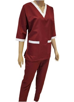 Rannah's Uniform Scrubs Three-Quarter Sleeve Medical Uniform Unisex Top and Pants Maroon Nurse Suit Set  - Image 4