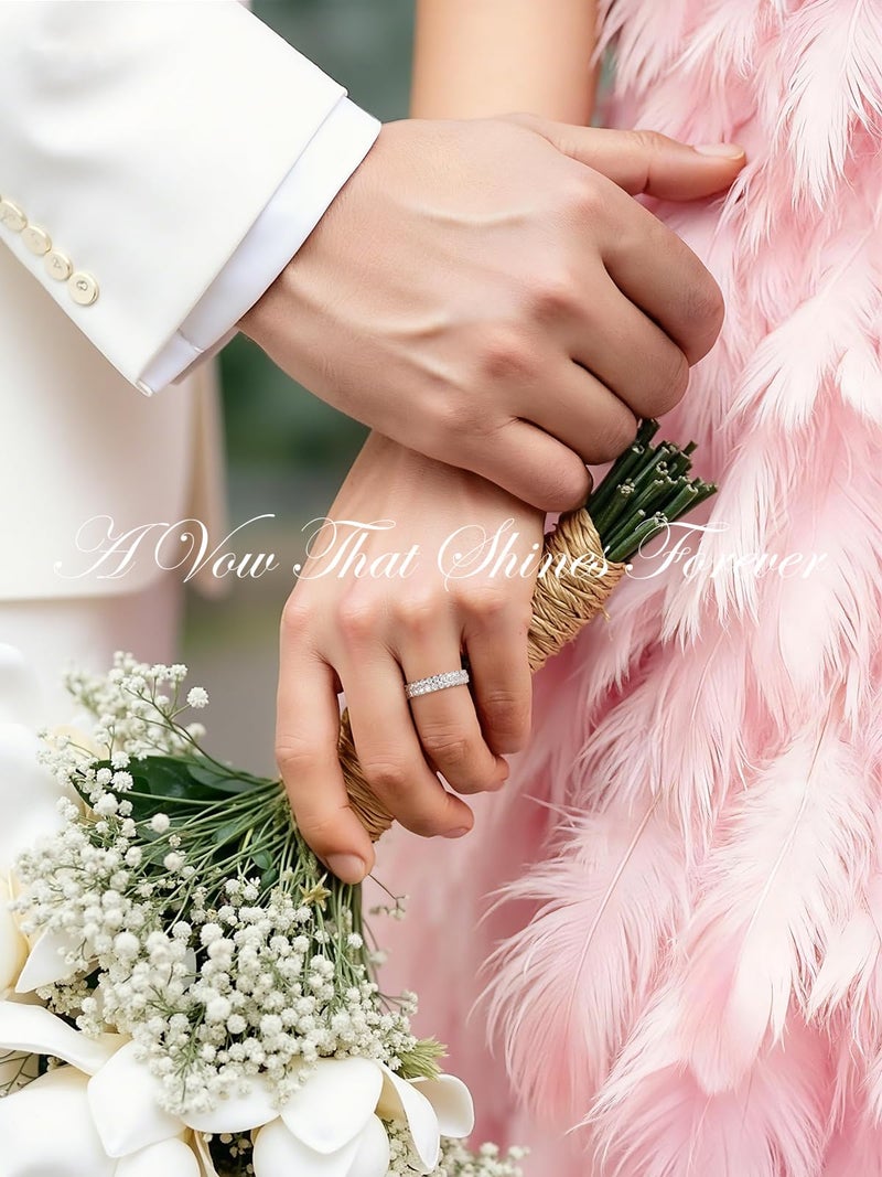 LOIPURI Wedding Engagement Gift for Wife, Double Row Moissanite Wedding Band for Women D Color VVS1 Eternity Ring, White Gold Plated S925 Sterling Silver Comfort Fit Bridal Band Hypoallergenic - Image 2