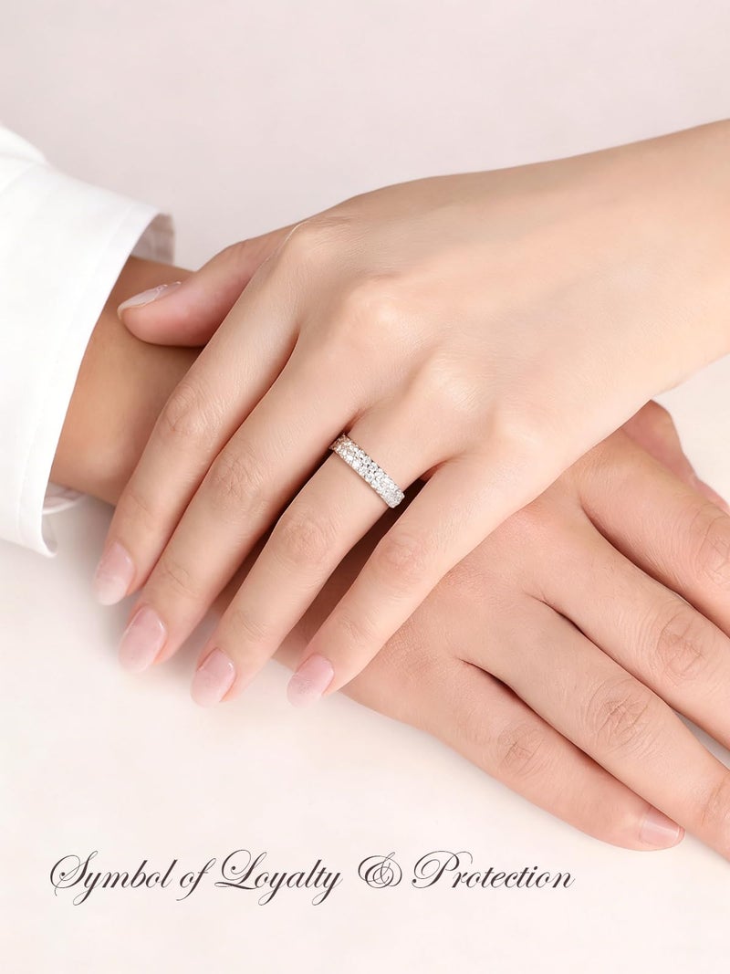 LOIPURI Wedding Engagement Gift for Wife, Double Row Moissanite Wedding Band for Women D Color VVS1 Eternity Ring, White Gold Plated S925 Sterling Silver Comfort Fit Bridal Band Hypoallergenic - Image 4
