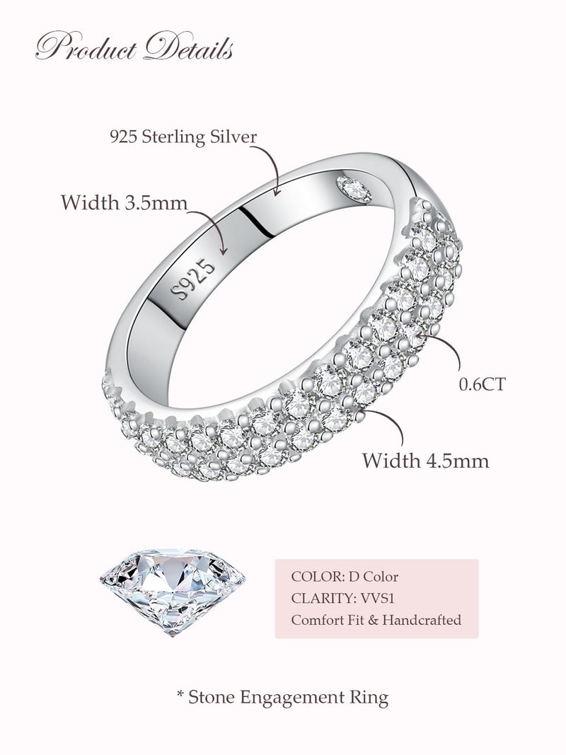 LOIPURI Wedding Engagement Gift for Wife, Double Row Moissanite Wedding Band for Women D Color VVS1 Eternity Ring, White Gold Plated S925 Sterling Silver Comfort Fit Bridal Band Hypoallergenic - Image 3