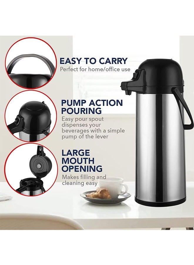 Garlo 1.9L Airpot Thermal Coffee Carafe - Insulated Stainless Steel Coffee Dispenser with Pump - Thermal Beverage Dispenser - Thermos Coffee Carafe for Keeping Hot Coffee & Tea Hot For 12 Hours - Image 5