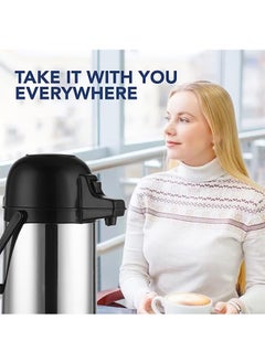 Garlo 1.9L Airpot Thermal Coffee Carafe - Insulated Stainless Steel Coffee Dispenser with Pump - Thermal Beverage Dispenser - Thermos Coffee Carafe for Keeping Hot Coffee & Tea Hot For 12 Hours  - Image 4