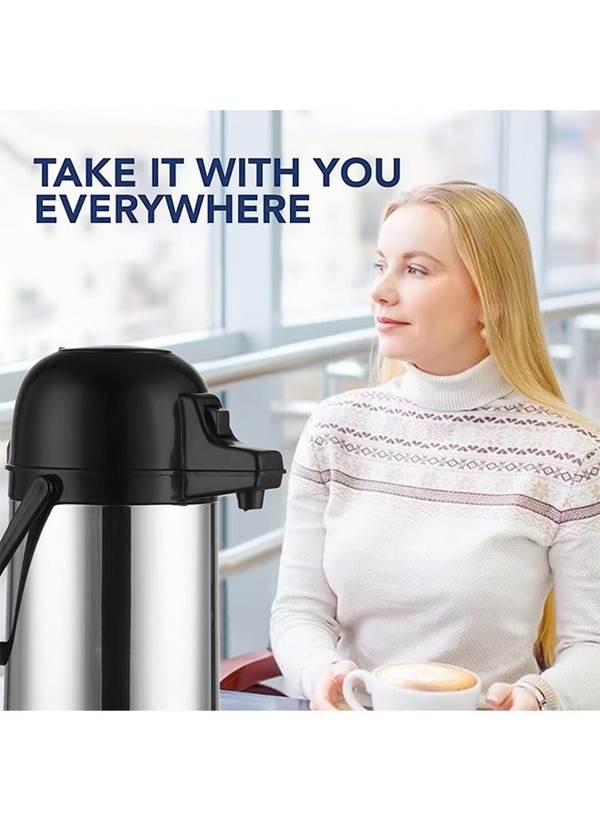 Garlo 1.9L Airpot Thermal Coffee Carafe - Insulated Stainless Steel Coffee Dispenser with Pump - Thermal Beverage Dispenser - Thermos Coffee Carafe for Keeping Hot Coffee & Tea Hot For 12 Hours - Image 4