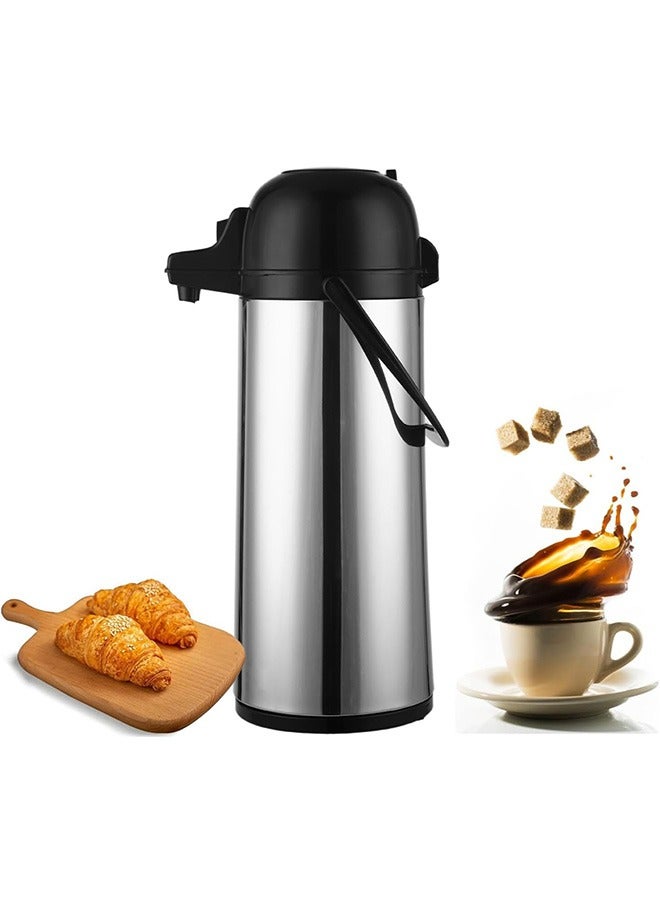 Garlo 1.9L Airpot Thermal Coffee Carafe - Insulated Stainless Steel Coffee Dispenser with Pump - Thermal Beverage Dispenser - Thermos Coffee Carafe for Keeping Hot Coffee & Tea Hot For 12 Hours - Image 1