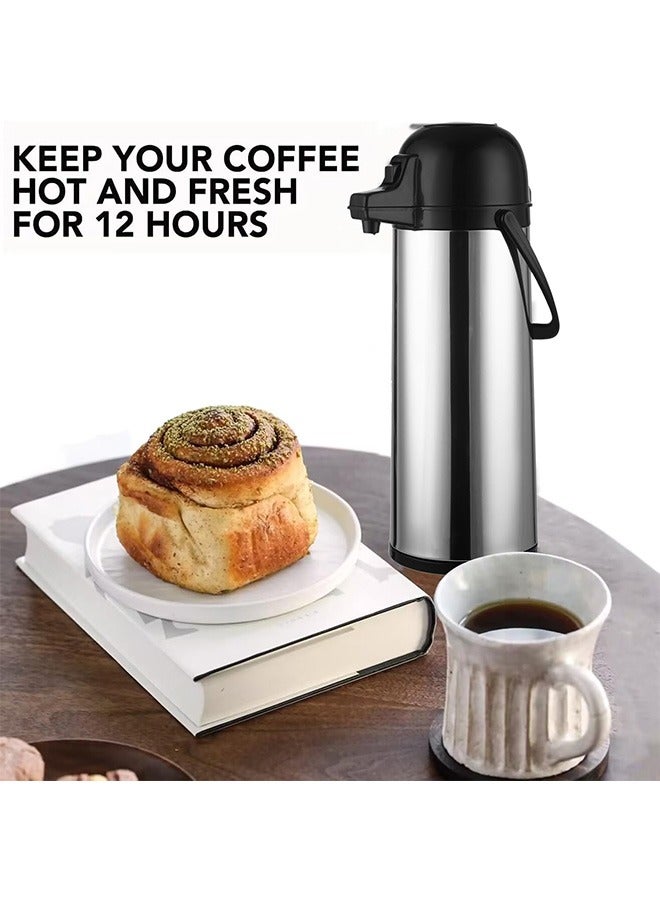 Garlo 1.9L Airpot Thermal Coffee Carafe - Insulated Stainless Steel Coffee Dispenser with Pump - Thermal Beverage Dispenser - Thermos Coffee Carafe for Keeping Hot Coffee & Tea Hot For 12 Hours - Image 3