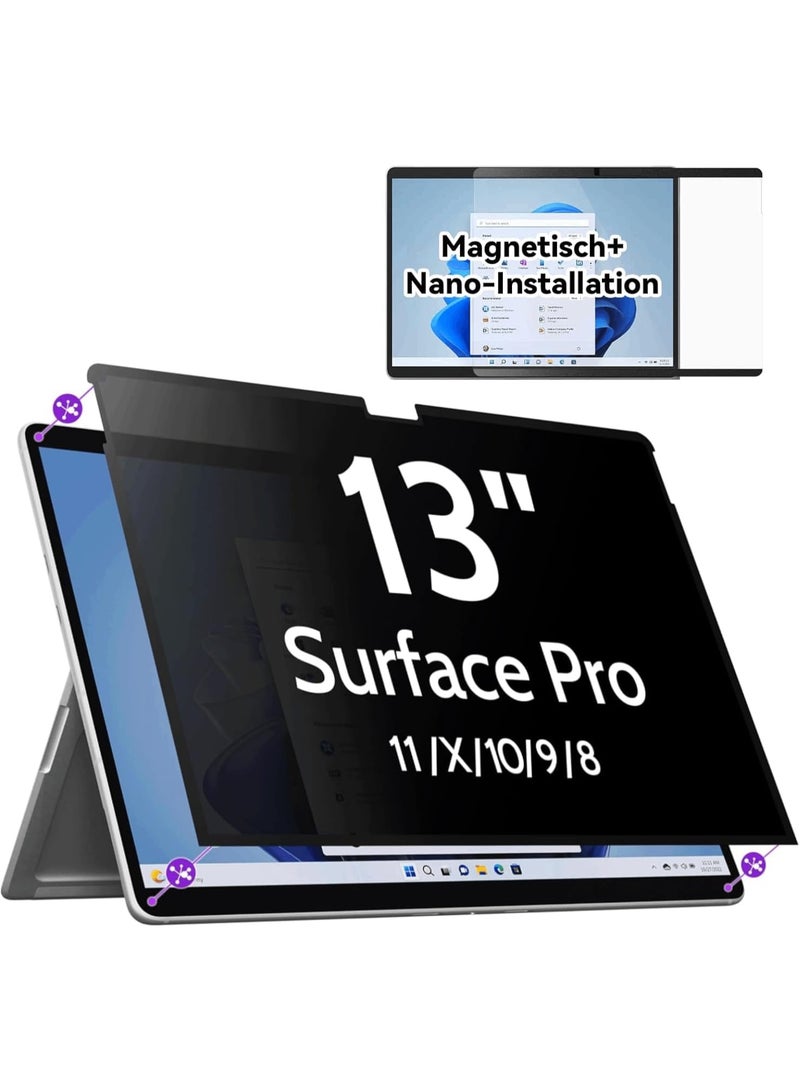 Magnetic Privacy Screen for Microsoft Surface Pro 11/10/9/8/X, Surface Pro Privacy Filter 13 Inch, Anti-Glare Blue Light Laptop Computer Monitor Screen Protector - Image 1