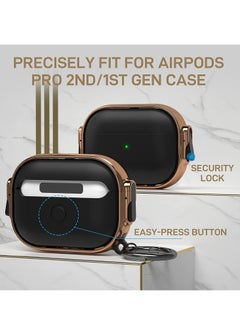 ELTRAZONE Electroplated Case for AirPods Pro 2nd generation 2022, Dual Side Secure Lock Full Body Shockproof Hard Shell Protective Case Cover with Keychain for AirPods Pro 2 (Black)  - Image 4