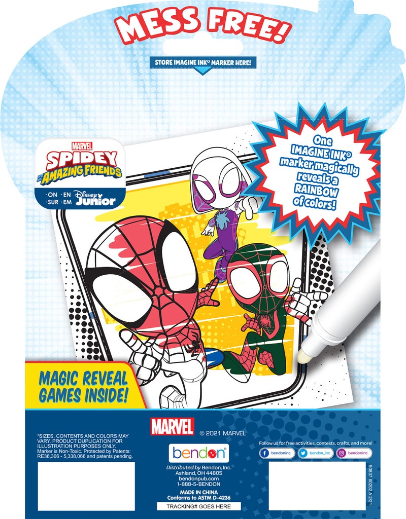 Marvel Spidey and His Amazing Friends 20 Page Imagine Ink Magic Pictures Coloring Book with 1 Mess Free Marker - Image 2