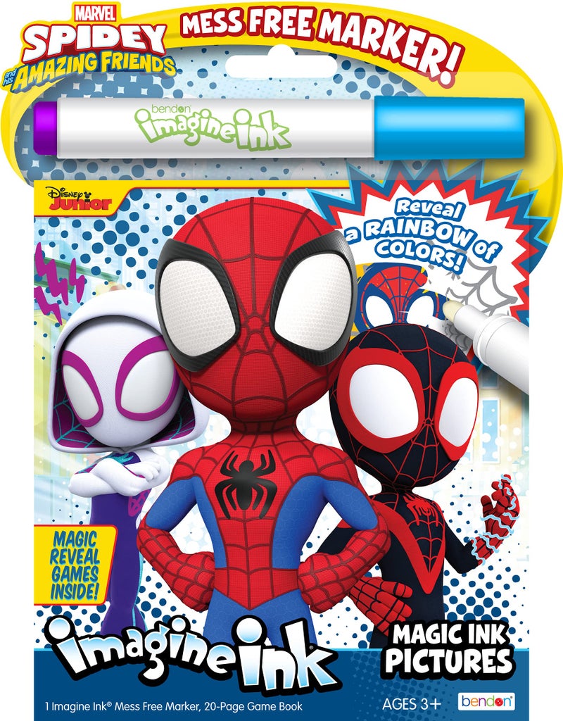 Marvel Spidey and His Amazing Friends 20 Page Imagine Ink Magic Pictures Coloring Book with 1 Mess Free Marker - Image 1